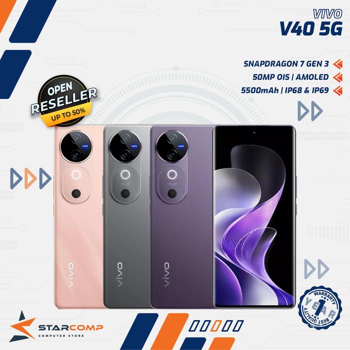Gambar HP Vivo V40 5G 12/256 GB ZEISS 50MP Camera Snapdragon 7 Gen 3 5500mAh - Peach dari Starcomp Purwokerto undefined Tokopedia