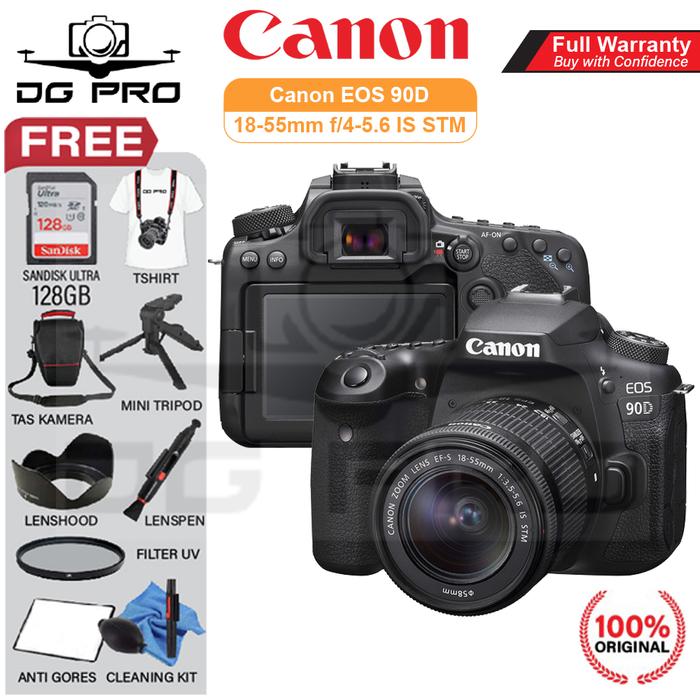 Gambar Canon EOS 90D Kit 18-135mm IS NANO USM / Canon 90D Body / Canon 90D kit 18-55mm IS STM DSLR Camera - 18-55MM IS STM, PAKET STANDAR dari DG PRO KAMERA undefined Tokopedia