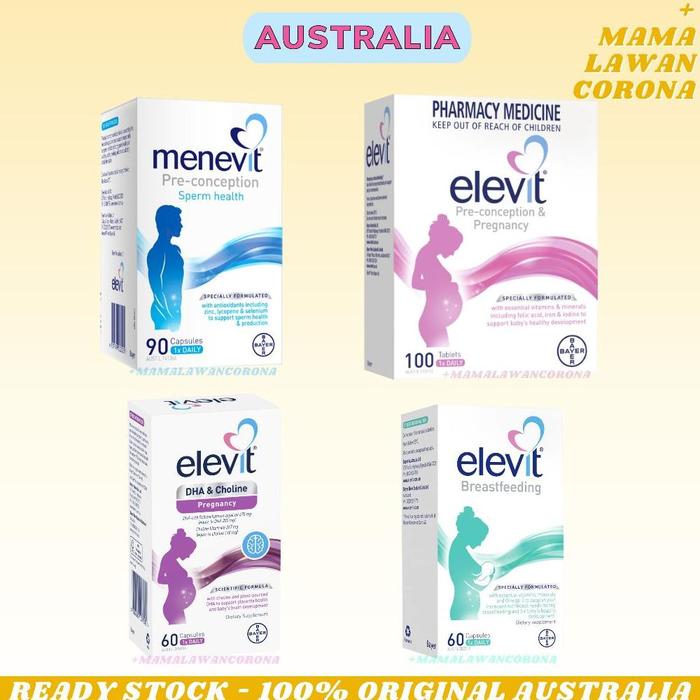 Gambar ELEVIT Pregnancy Pre Conception Multivitamin 100 Tablets Tablet Elefit / MENEVIT Sperm Health Preconception 90 Capsules Kapsul Vitamin Multivitamin Program Hamil Penyubur Kandungan Kehamilan Ibu Promil Original Australia Choline DHA Omega 3 Breastfeeding dari BAROKAH 95 STORE undefined Tokopedia