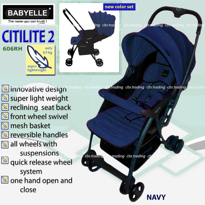 Gambar Babyelle Baby Stroller New Citilite 2 S606 Lightweight - Kereta Dorong Bayi - Navy dari Vinztagexs undefined 4 Tokopedia