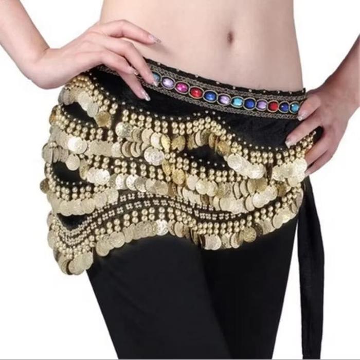 Gambar Belly Dance Belt Scarf Selendang Hitam Merah Biru Tari Perut Tari Dance-Zumba India Kostum - black  dari Mohagaid undefined Tokopedia