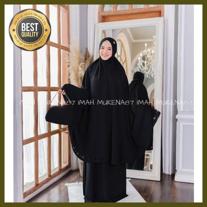 Gambar mukena dewasa malaysia penutup dagu khadijah lasercut best produk - Hitam dari Shulha Mall undefined Tokopedia