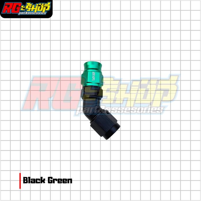 Gambar Fitting Selang Rem Bengkok 45 Derajat AN3 Drat Selang Lady Boy Cwe Cwo ELITE Thailand - black green dari RG shop part undefined Tokopedia