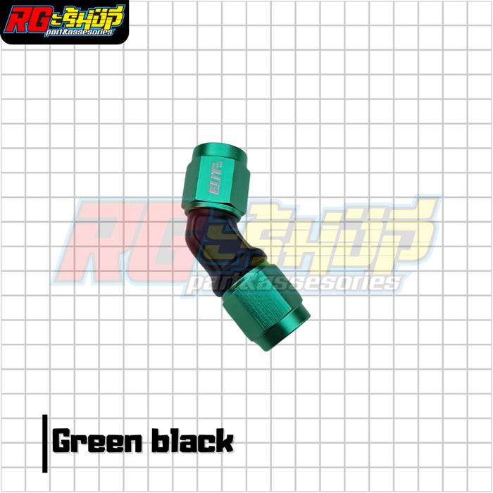 Gambar Fitting Selang Rem Bengkok 45 Derajat AN3 Drat Drat Lady Lady Cwe Cwe ELITE Thailand - black green dari RG shop part undefined Tokopedia