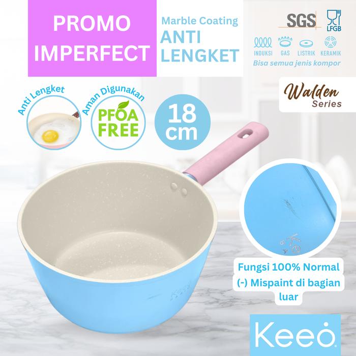 Gambar [IMPERFECT] Keeo Wajan Penggorengan dan Panci Anti Lengket Marble Granit - P18 Pink Biru L dari Keeo Home undefined Tokopedia