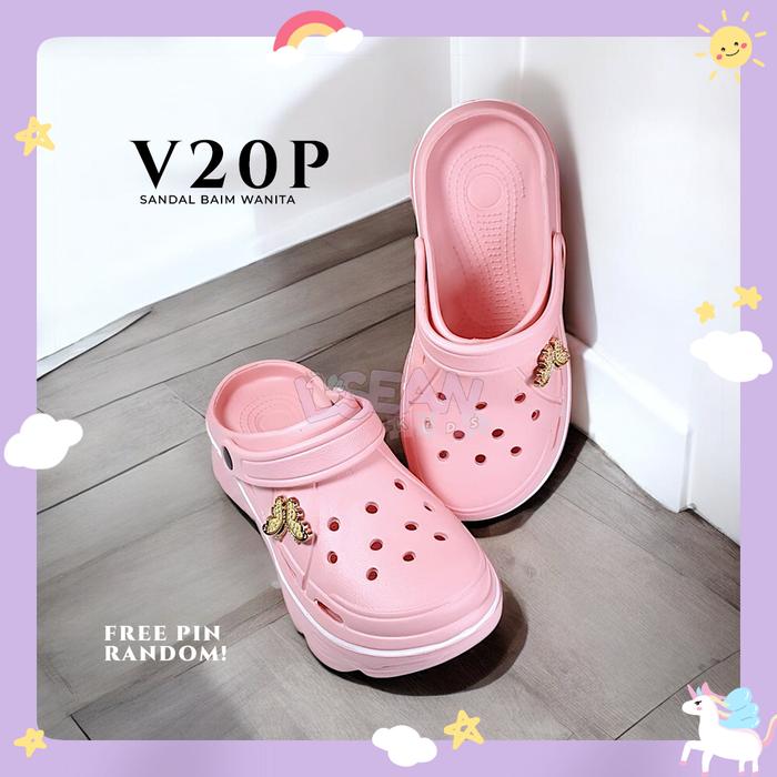 Gambar SANDAL SEPATU WANITA MODEL KODOK BAIM HAK SOL TINGGI PIN LUCU V20-P - PINK, 36 dari lseankids undefined Tokopedia
