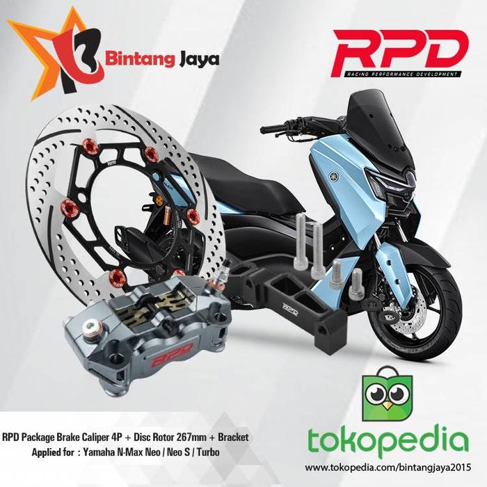 Gambar RPD Package Brake Caliper Radial 4P + Disc Rotor Tornado 267mm + Bracket Radial For Yamaha N-Max Neo / Neo S / N-Max Turbo - Paket Pengereman N-Max - Merah dari Bintang Jaya 2015 undefined Tokopedia