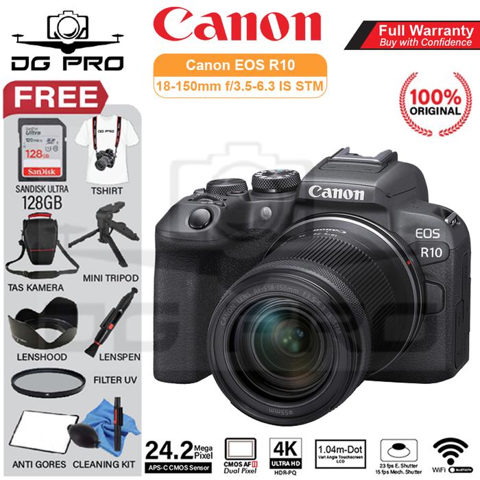 Gambar Canon EOS R10 Kit 18-150mm IS STM Mirrorless Camera R 10 18-150mm STM - KIT LENSA, PAKET STANDARD dari DG PRO KAMERA undefined Tokopedia