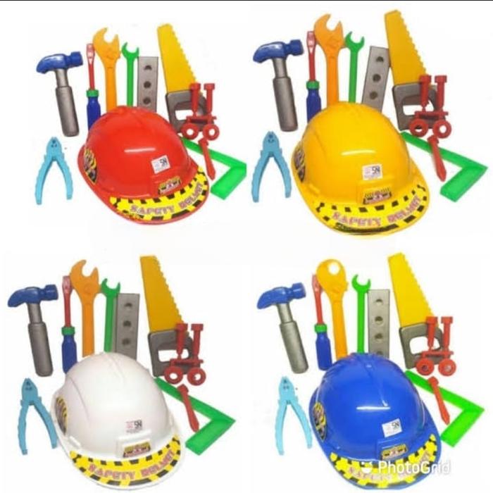 Gambar Mainan Helm Perkakas Peralatan Tukang Bangunan Tool set C-080 - tanpa sabuk dari Madison Toys undefined Tokopedia