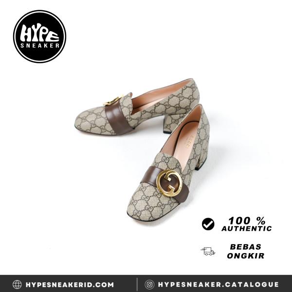Gambar Sepatu GUCCI GG MONOGRAM GHW INTERLOCKING BELT CAMEL BROWN HEELS 100% ORIGINAL - 37..5 dari HYPESNEAKER.IDN undefined Tokopedia