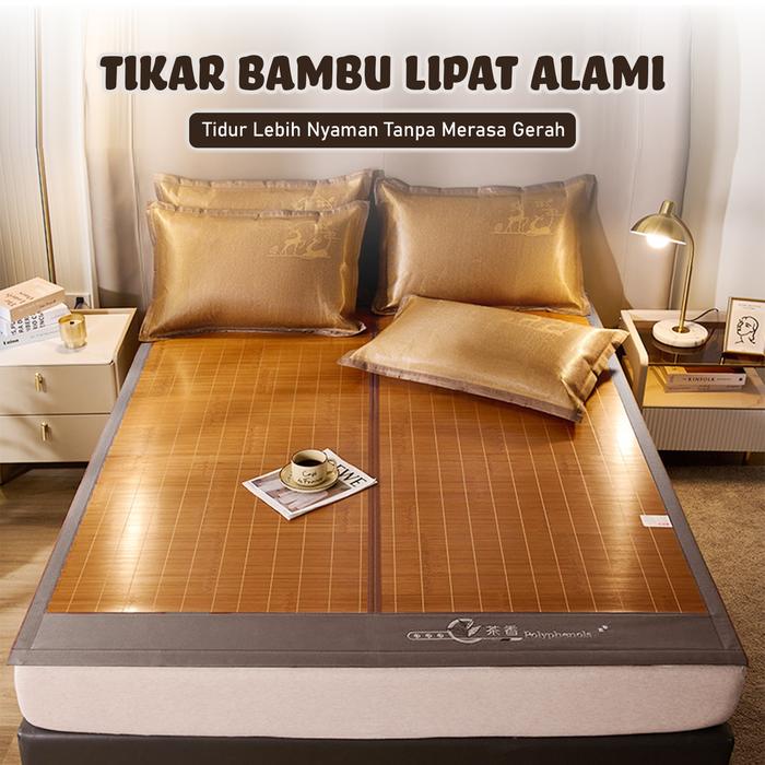 Gambar Tikar Bambu Lipat Alami Anti Panas | Tikar Lesehan Kasur Bambu Asli Bisa Dilipat Size 120x200 160x200 180x200 Kualitas Premium - X5A1/X5B1/X5C1 - MOTIF POLOS , 120 X 200 CM  dari Comfort Homes88 undefined Tokopedia