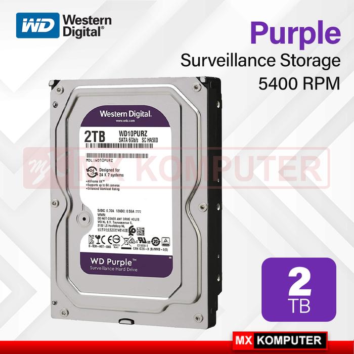 Gambar HDD WD Purple 2TB 3.5" Harddisk CCTV HD Internal dari MXKomputer_NEW undefined Tokopedia