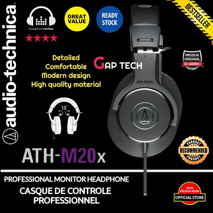 Gambar Audio Technica ATH-M20x / ATH M20X Professional Monitor Headphones - BLACK dari GAP TECH OFFICIAL undefined Tokopedia