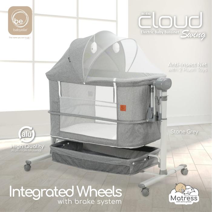 Gambar Babyelle Cloud Swing Baby Bed 3in1 BE 930 - Stone Grey dari Babyelle Indonesia Kota Administrasi Jakarta Barat Tokopedia