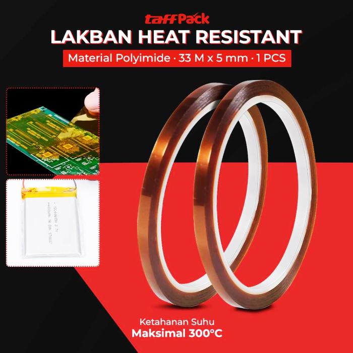 Gambar Lakban Isolasi Tahan Panas TaffPACK Selotip Perekat Suhu Tinggi Heat Resistant Polyimide High Temperature Adhesive - 33M X 5MM dari SudiangStore undefined Tokopedia