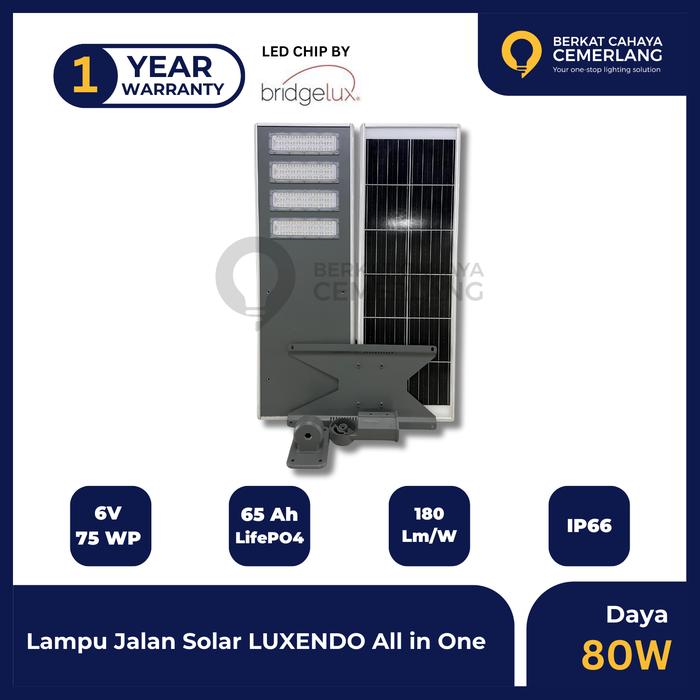 Gambar Lampu Jalan Solar All In One 80W 100W 120W 150W PJU LED Tenaga Surya Tanpa Sensor Gerak - 80W dari Berkat Cahaya Cemerlang undefined Tokopedia