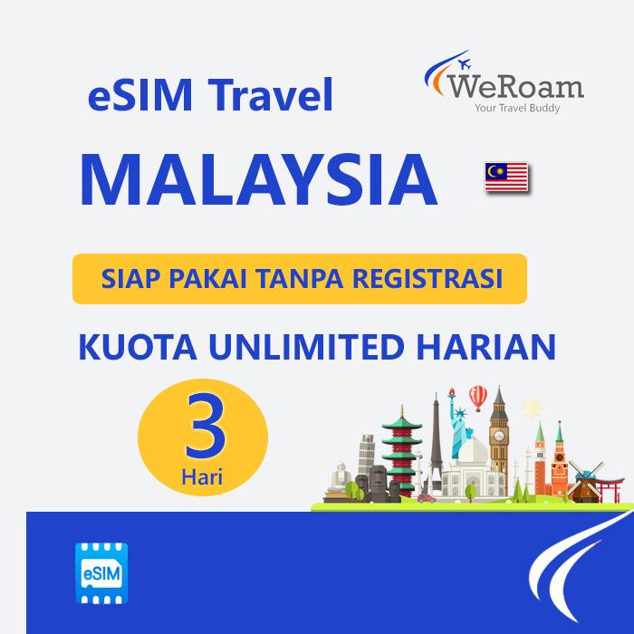Gambar WeRoam Travel eSIM Malaysia 3 Hari Unlimited Data Internet - 500MB/Hari dari WeRoam undefined Tokopedia