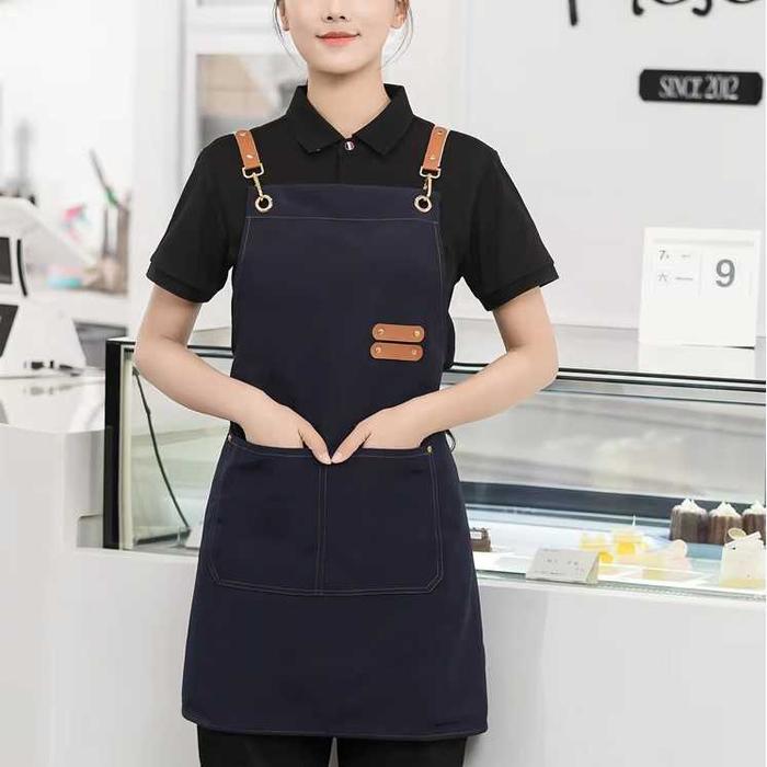 Gambar Celemek Masak Apron Dapur Barista Anti Air dengan Kantong - Navy blue dari BudgetGadget undefined Tokopedia