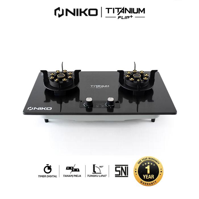 Gambar NIKO Kompor Gas Tanam Bahan Stainless Steel - Niko Titanium Flip Plus / Titanium Flip 3 Plus - FLIP PLUS dari Multi Home undefined Tokopedia