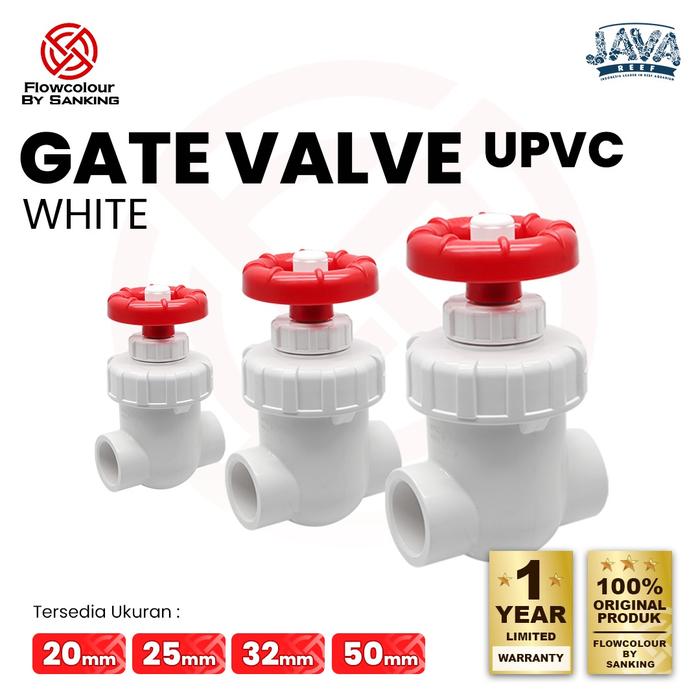 Gambar Flowcolour Gate Valve pipa Pipe U – PVC by Sanking / San king - White, 25mm dari Java Reef undefined Tokopedia