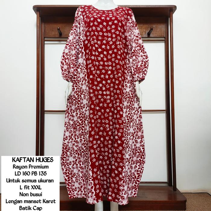 Gambar Kaftan Lowo BatikAIS Gamis Jumbo All size Monokrom Alexa Rayon Premium - Merah dari BATIK AIS undefined Tokopedia