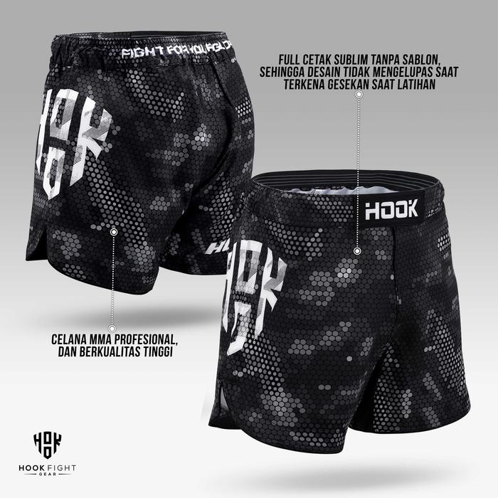 Gambar Celana MMA Hook, Fight Shorts, MMA Shorts, MMA Shorts No Gi Hook - Octagon, L dari Hook Fight Gear HQ undefined Tokopedia
