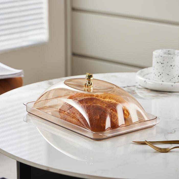 Gambar MEGAM Piring Saji Makanan Dengan Tutup Piring Roti Nampan Buah Wadah Transparan Tempat Buah Aesthetic HSB851 - Kupu A Gold dari Megam.id undefined Tokopedia