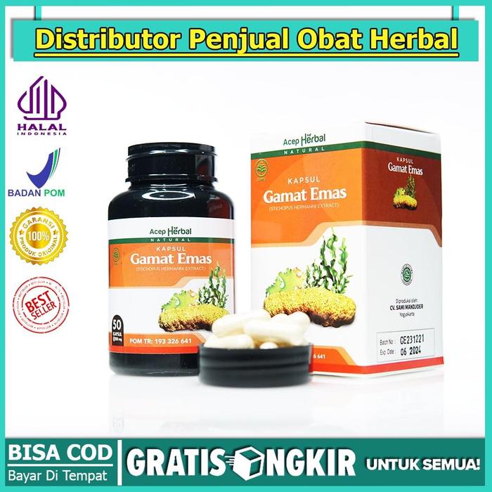 Gambar Obat Penurun Kolesterol Tinggi, Hipertensi, Darah Tinggi, Mengatasi Penyakit Jantung, Sesak Nafas, Kencing Manis, Gula Darah Tinggi, Diabetes, Asam Lambung, Maag Kronis, Aman Untuk Ibu Menyusui, DENGAN KAPSUL GAMAT EMAS - gamat emas dari AS-SYFA HERBAL undefined Tokopedia