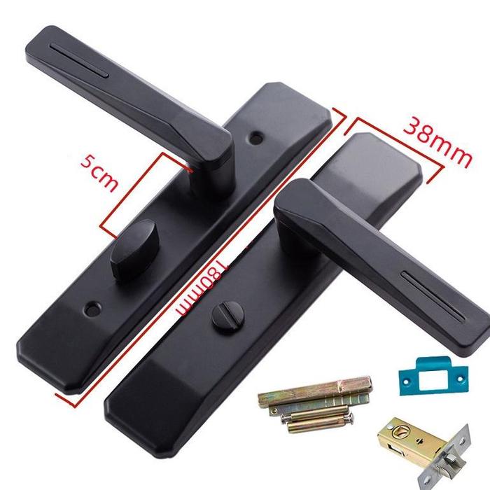 Gambar Aluminium Kunci Pintu SenyapKecil Fullset Handle Rumah/Kamar Minimalis Kunci Pintu Toilet Kamar Mandi Door Lock - Hitam, Anak kunci+Knop dari CV NOMIVOS undefined Tokopedia