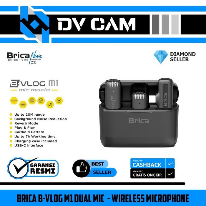 Gambar Brica B-VLOG M3 Dual Magnetic Clip Wireless Microphone - Clip On Mic Vlog - With Charging Case - BVLOG - B-VLOG M1D dari Dv Camera undefined Tokopedia
