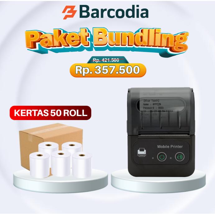 Gambar (Bundling) Paket Printer Bluetooth Mobile Baterai 58mm + Kertas Thermal - Iware X583, 10 Roll dari Barcodia undefined Tokopedia