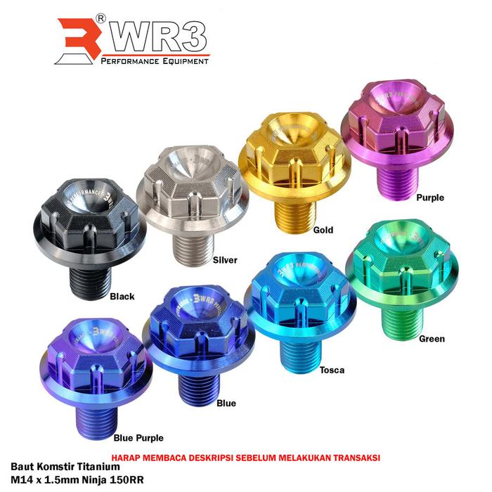 Gambar Baut Komstir Titanium WR3 Ninja 150 RR M14 M16 x 1.50mm - Ninja RR, Black dari WR3 Kota Administrasi Jakarta Barat Tokopedia