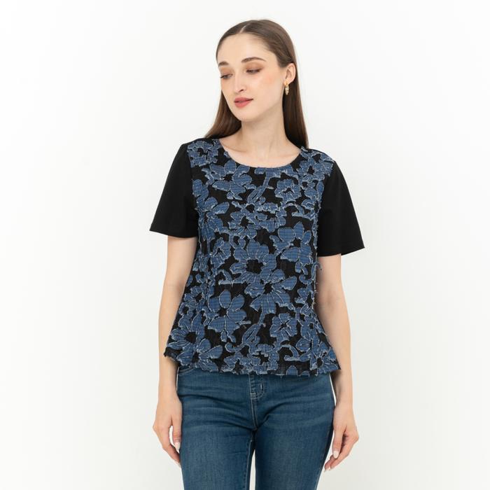 Gambar *Ready Stok* N2 - Atasan Denim Kombi kaos 28513 - Hitam, M dari Sisters Fashion Group undefined Tokopedia