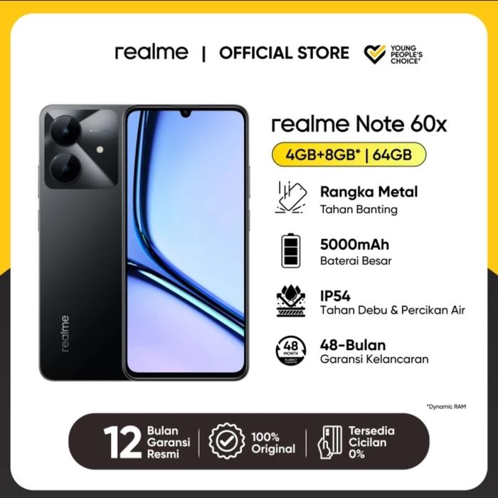 Gambar Realme Note 60X [4GB/128GB] [4GB/64GB] Garansi Resmi - Hitam 64GB dari HerocellJ33 undefined Tokopedia