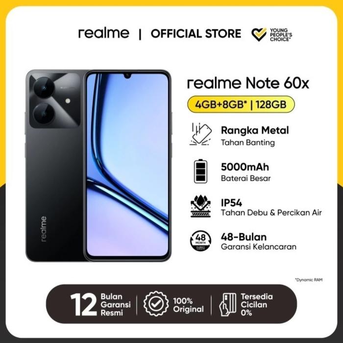 Gambar Realme Note 60X [4GB/128GB] [4GB/64GB] Garansi Resmi - Hitam 128GB dari HerocellJ33 undefined Tokopedia