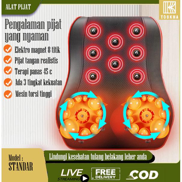 Gambar Alat Pijat Badan Punggung Terapi Bahu Dan Tulang Belakang Leher Getar Multifungsi Bantal Pijat Elektrik Untuk Orang Tua Dan Kantoran - Standar, Hitam dari TOSKHA STORE undefined Tokopedia