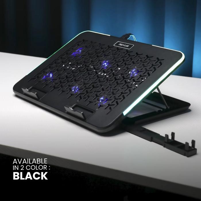 Gambar Rexus Breeze B145 Cooling Pad 6 fans Cooler Pendingin Laptop Notebook 6 kipas up to 15.6" 15,6 inch Alumunium RGB with Phone Stand Aluminium Biru - Hitam dari Click & Go Tokopedia undefined Tokopedia