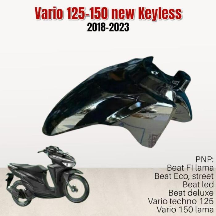 Gambar Spakbor depan Vario 150/125 new 2018-2023 PNP ke all new beat esp, beat deluxe, vario 150 lama, vario techno 125 pgmfi, beat FI lama, beat karbu - Hitam gloss, Vario 150 new dari SAKA MOTO OFFICIAL undefined Tokopedia
