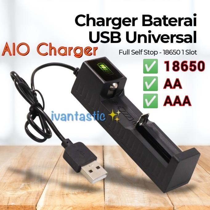 Gambar Battery charger AIO Universal Cas Baterai Batre 18650 14500 AA AAA DLL - AIO 1 Slot dari zeryyy undefined Tokopedia