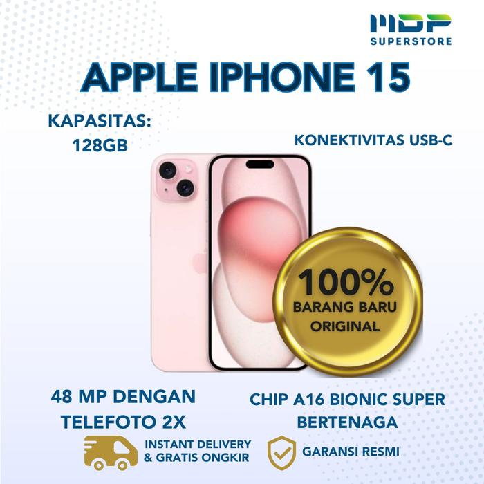 Gambar HANDPHONE APPLE IPHONE 15 128GB - PINK dari mdpsuperstore Kota Palembang Tokopedia