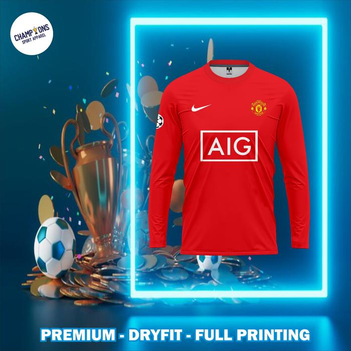 Gambar Jersey Bola Setelan Manchester United Home 2007 - 2008 Panjang, free custom nama dan nomor - ATASAN , S KIDS  dari reatildotco undefined Tokopedia