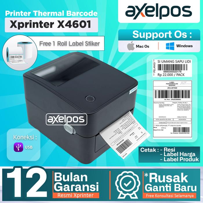 Gambar PRINTER BARCODE THERMAL LABEL XPRINTER XP-4601B USB - BLUETOOTH - WIFI - USB dari Axelpos undefined Tokopedia