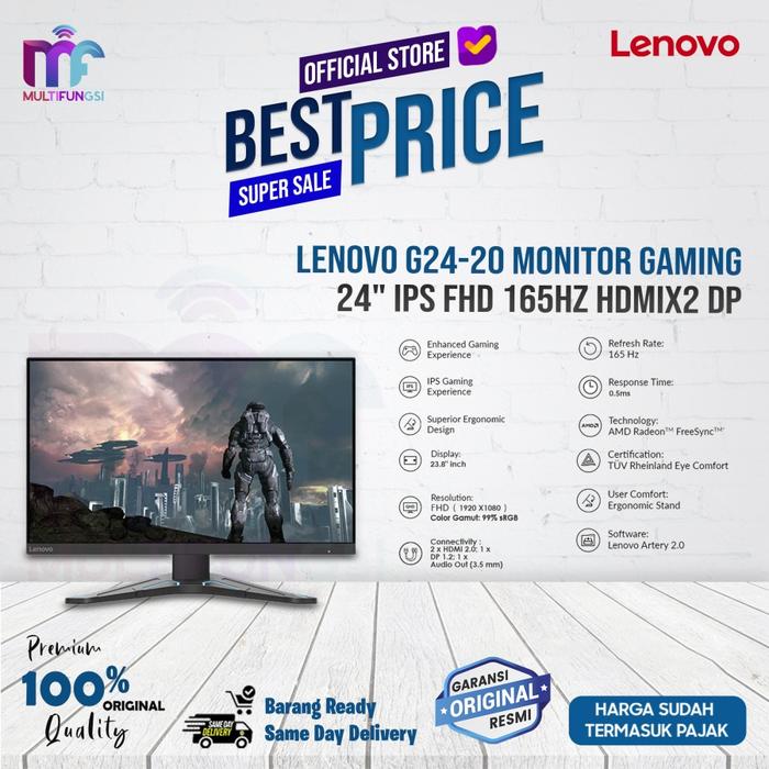 Gambar Lenovo G24-20 Monitor Gaming 24" IPS FHD 165Hz HDMIx2 DP Garansi Resmi - G24-20, TANPA KAYU dari Multifungsi Online Kota Administrasi Jakarta Pusat Tokopedia