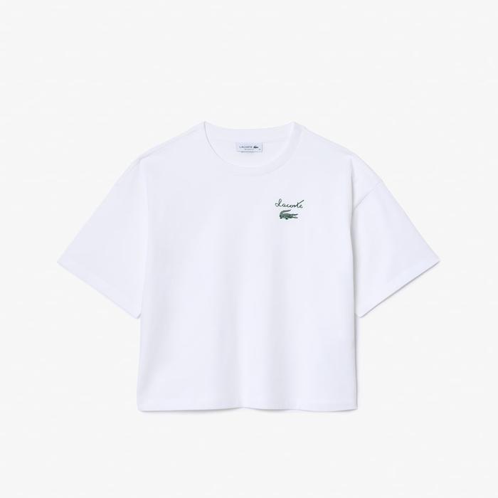 Jual Lacoste Women's LACTF252370V Logo Jersey T-shirt White EU