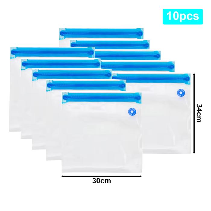 Gambar 10pcs Plastic Vacuum Bag Penyimpanan Makanan Polos Ziplock Reusable Food Grade Plastik Vakum Klip - 30 x 34cm dari CENRANA undefined Tokopedia