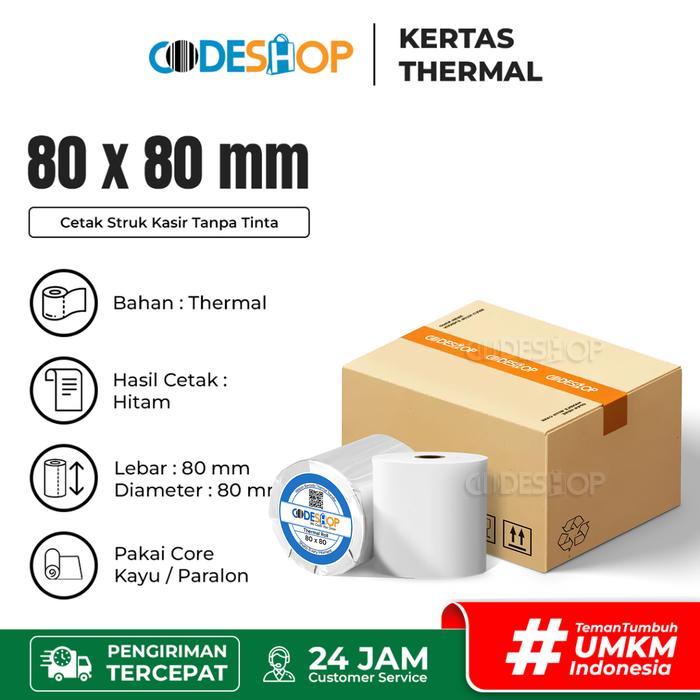 Gambar 1 DUS - Kertas Termal Struk Kasir/ Thermal Paper 80 x 80 - Codeshop 80x80 dari Codeshop Indonesia undefined Tokopedia