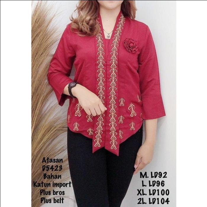Gambar Terbaru Kebaya Encim Modern Motif Bordir Asli - Maroon, XXL dari Legia OS undefined Tokopedia