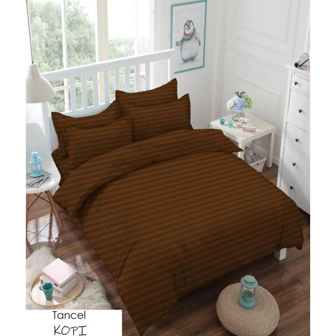 Gambar Sprei Hotel PREMIUM Katun Microsilk TENCEL Salur T40 King 180x200x40 cm - Kopi dari BARCA SOTRE undefined Tokopedia