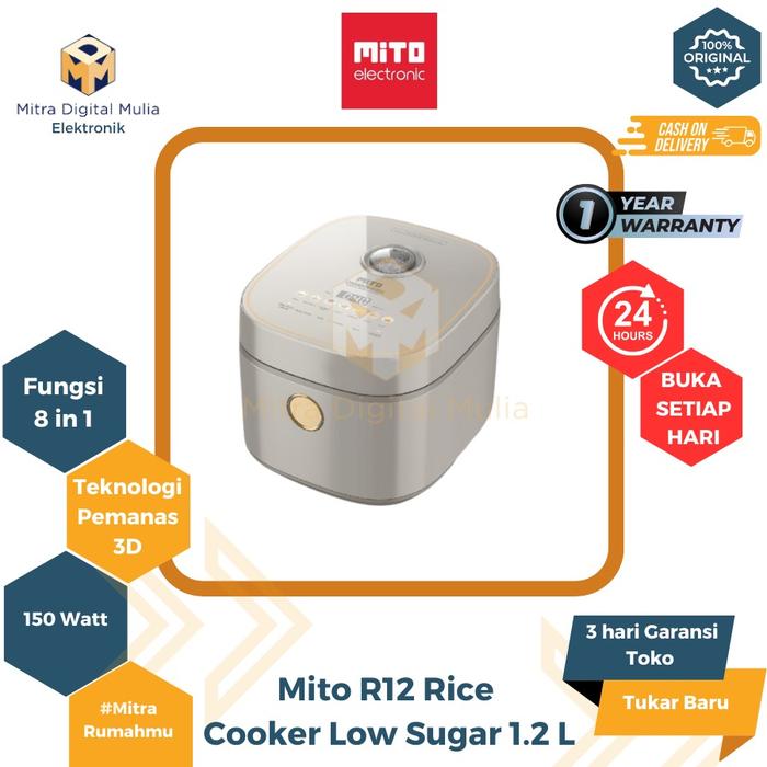 Gambar Mito R12 Digital Rice Cooker Low Sugar 1.2 Liter 8 in 1 Cooking Function Fitur Menu Preset Inner Pot Anti Lengket Low Sugar Series Digital Rice Cooker MTO 84 R 12 - Garansi Resmi 1 Tahun - Mito R12 dari Mitra Digital Mulia undefined Tokopedia