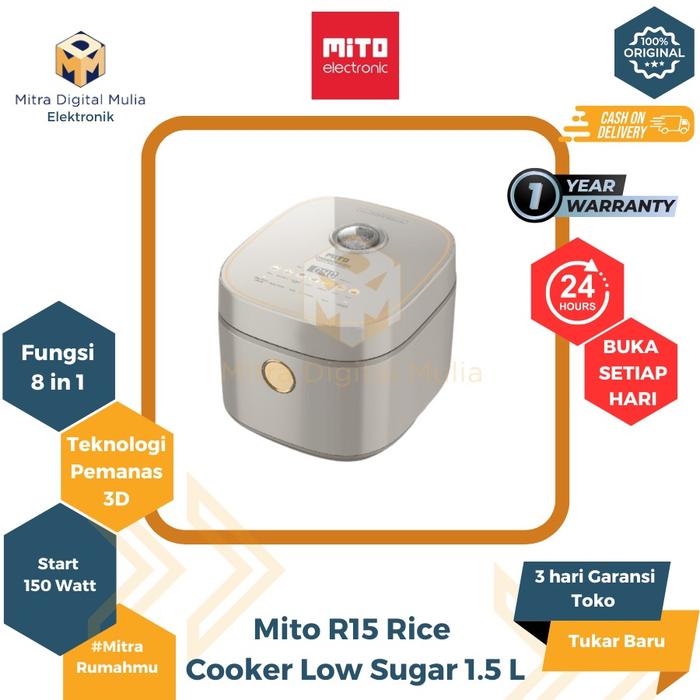 Gambar Mito R12 Digital Rice Cooker Low Sugar 1.2 Liter 8 in 1 Cooking Function Fitur Menu Preset Inner Pot Anti Lengket Low Sugar Series Digital Rice Cooker MTO 84 R 12 - Garansi Resmi 1 Tahun - Mito R15 dari Mitra Digital Mulia undefined Tokopedia